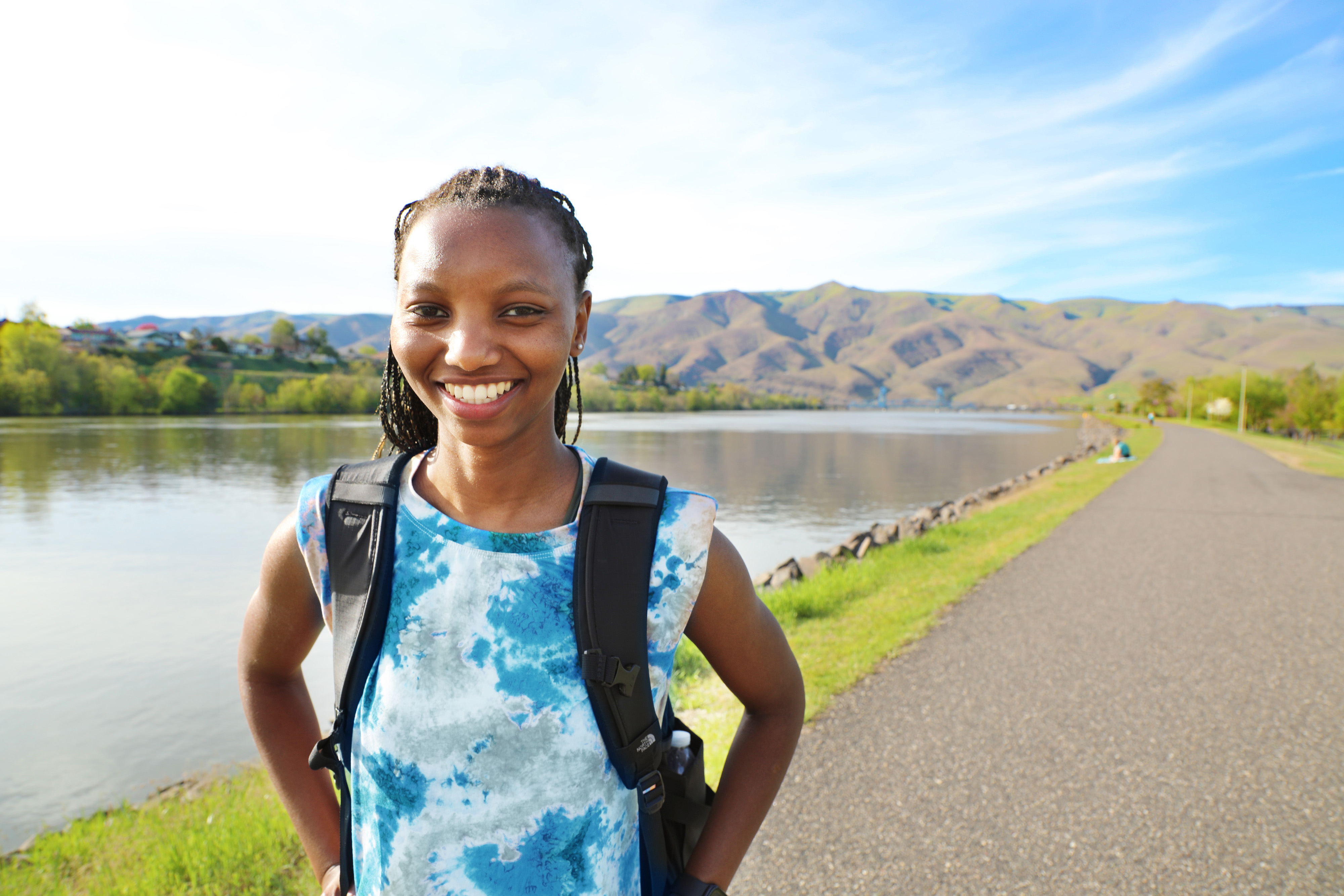 International student along the snake river