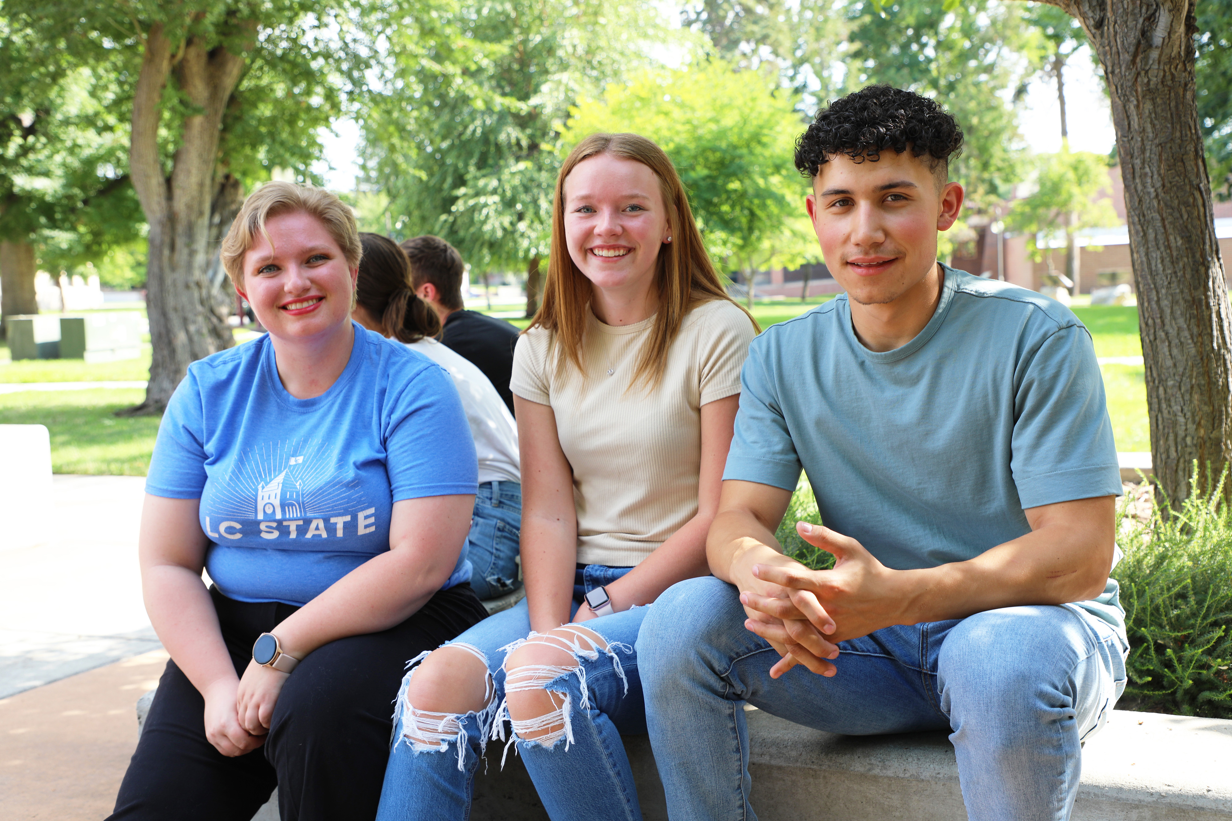 Students sitting on campus