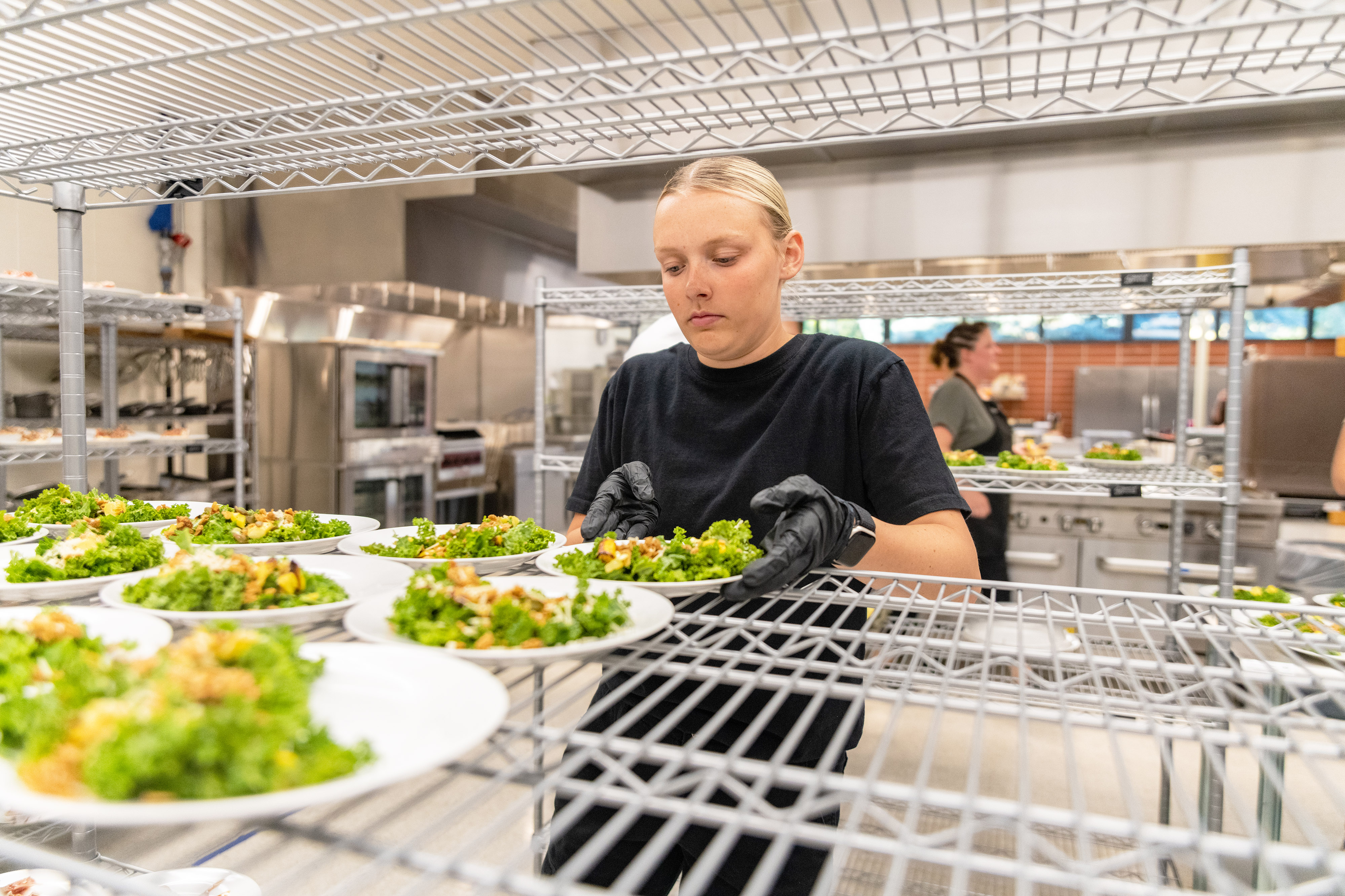 student making salad