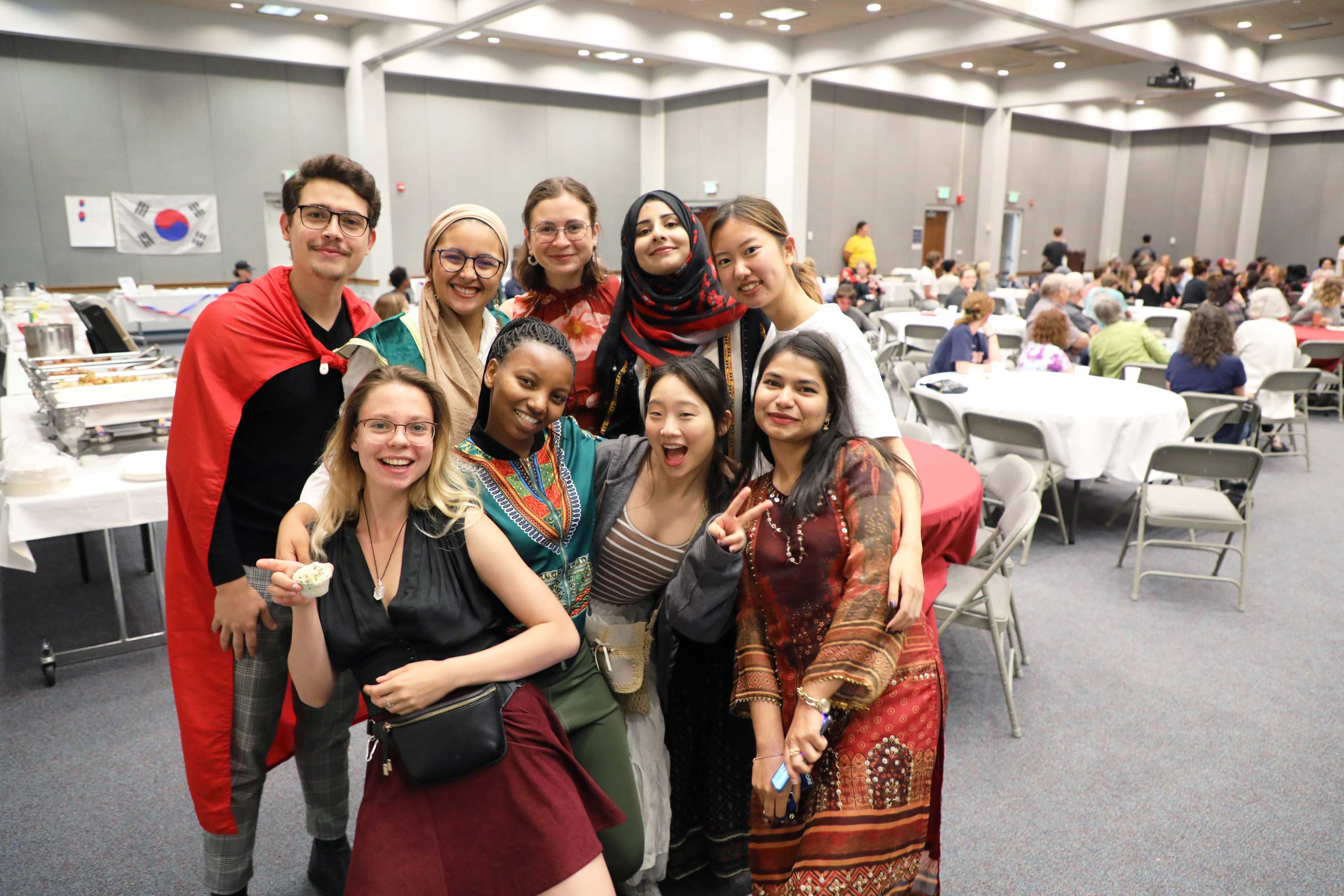 group of iternational students at the food and culture night