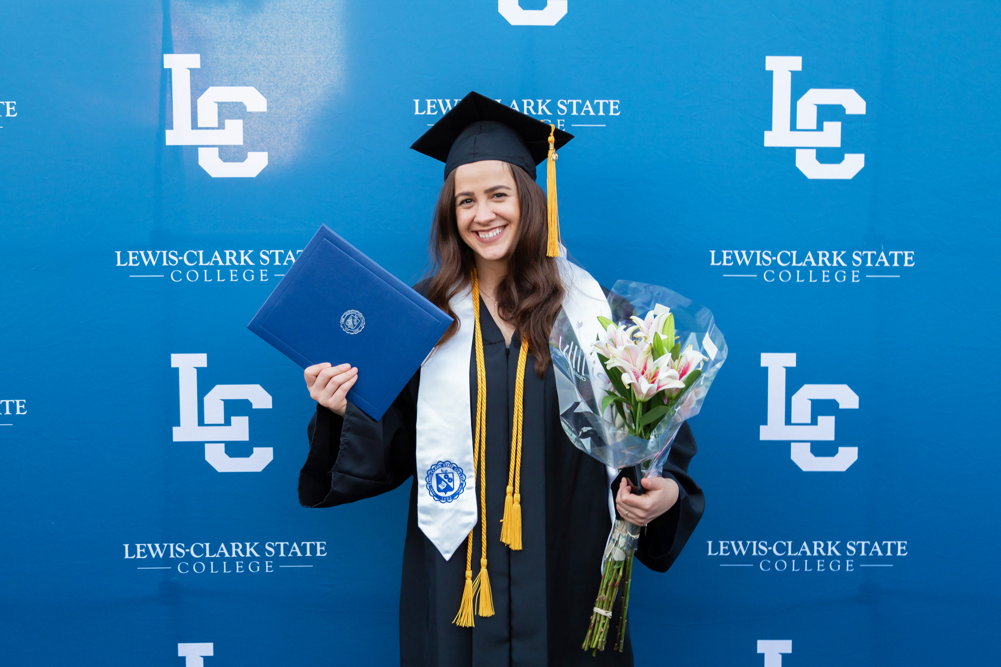 Graduate getting photo taken