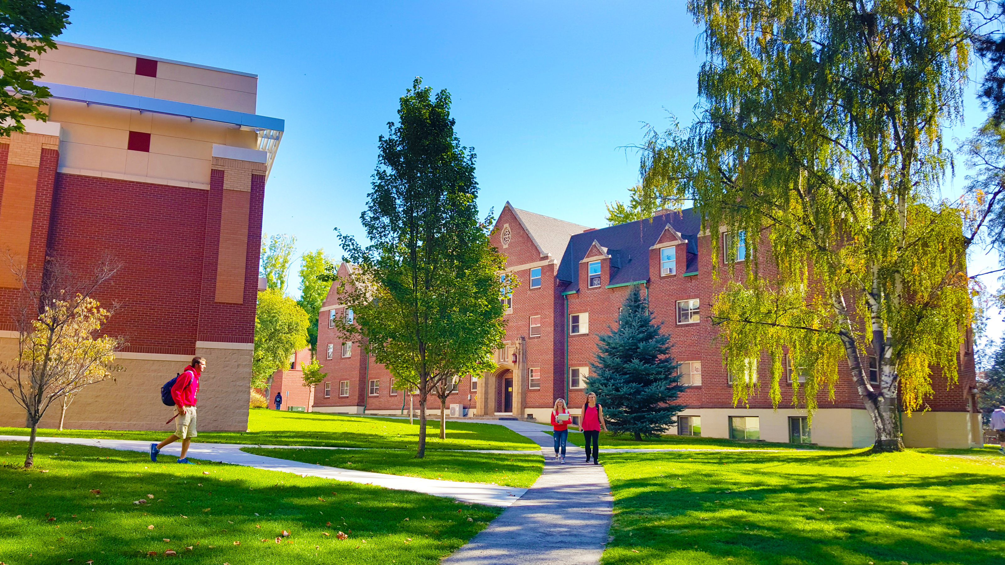 Students walking in front of Talkington Hall