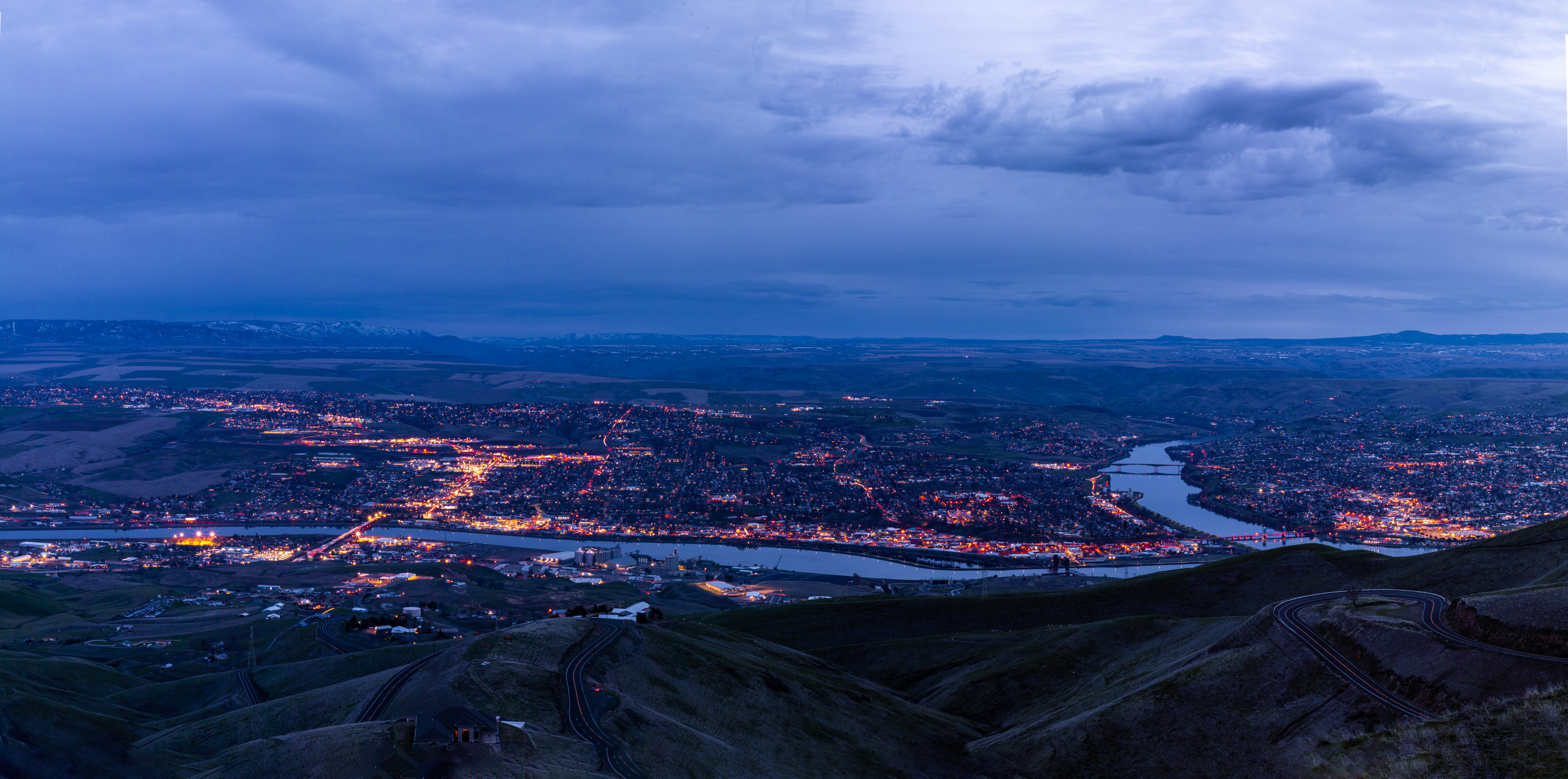 View of the Lewis-Clark Valley from night