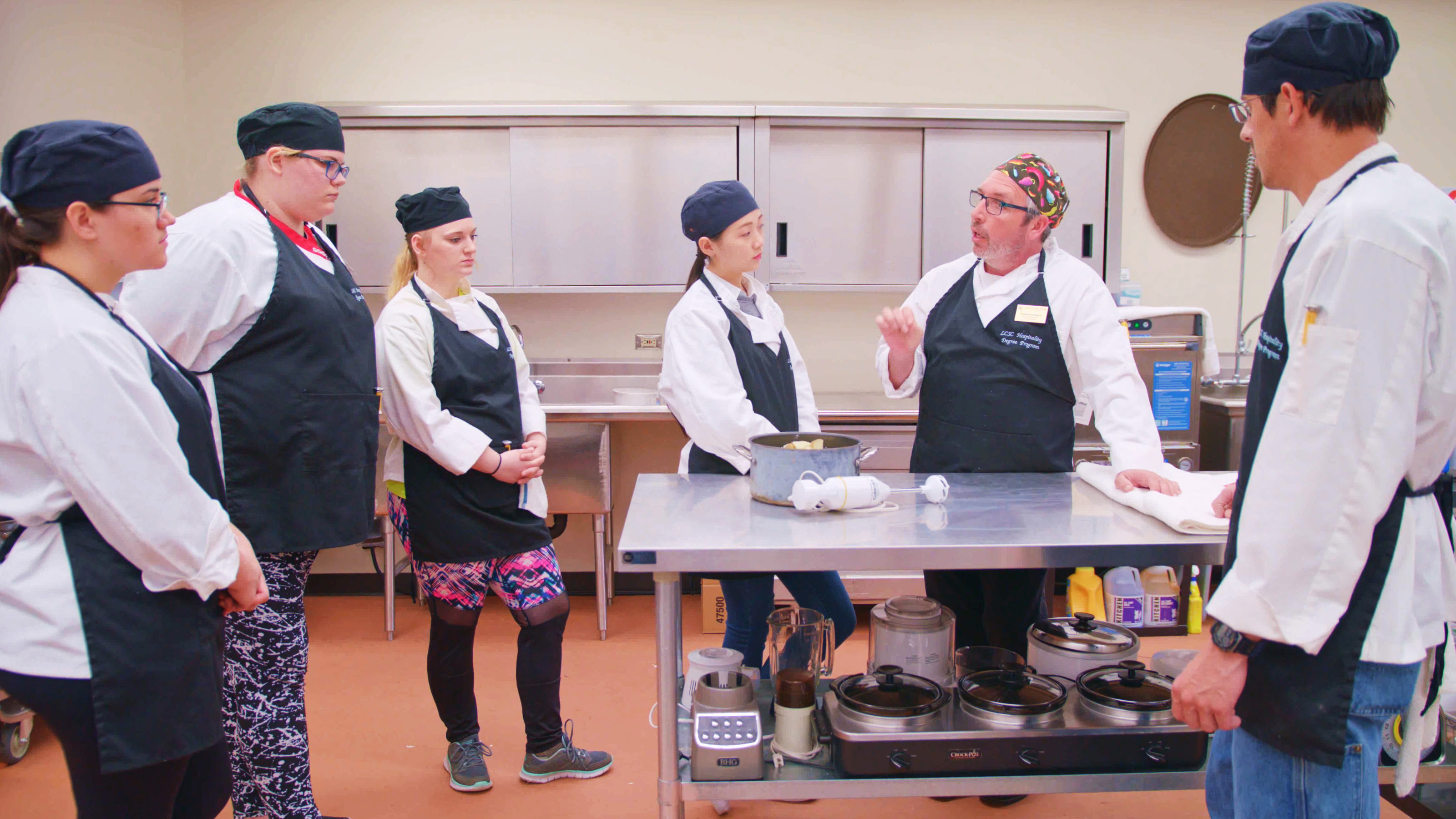 Hospitality management students in class