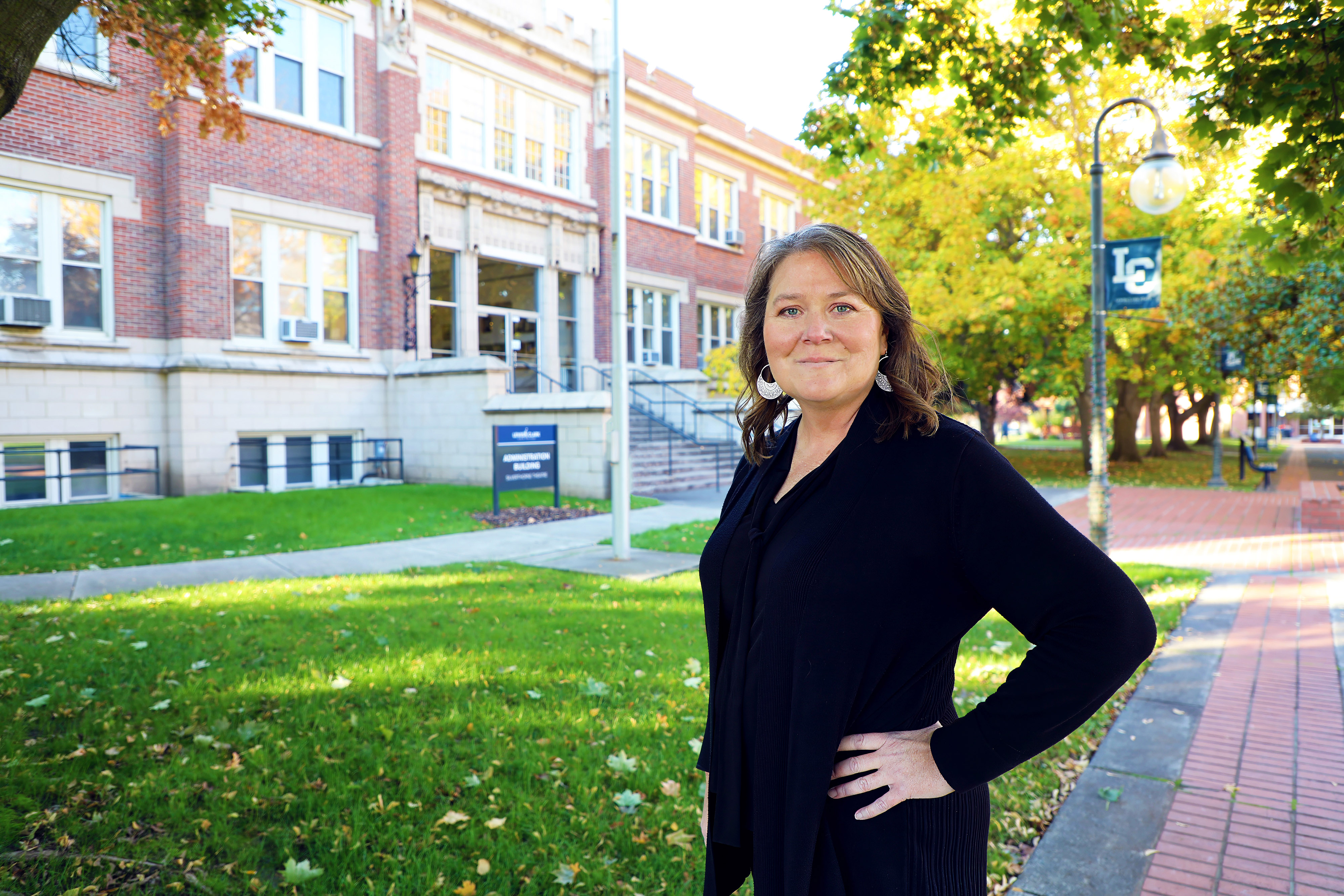 LC State Director of College Advancement and Executive Director of the LC State Foundation Jennie Jones Hall outside of LC State Administration Building