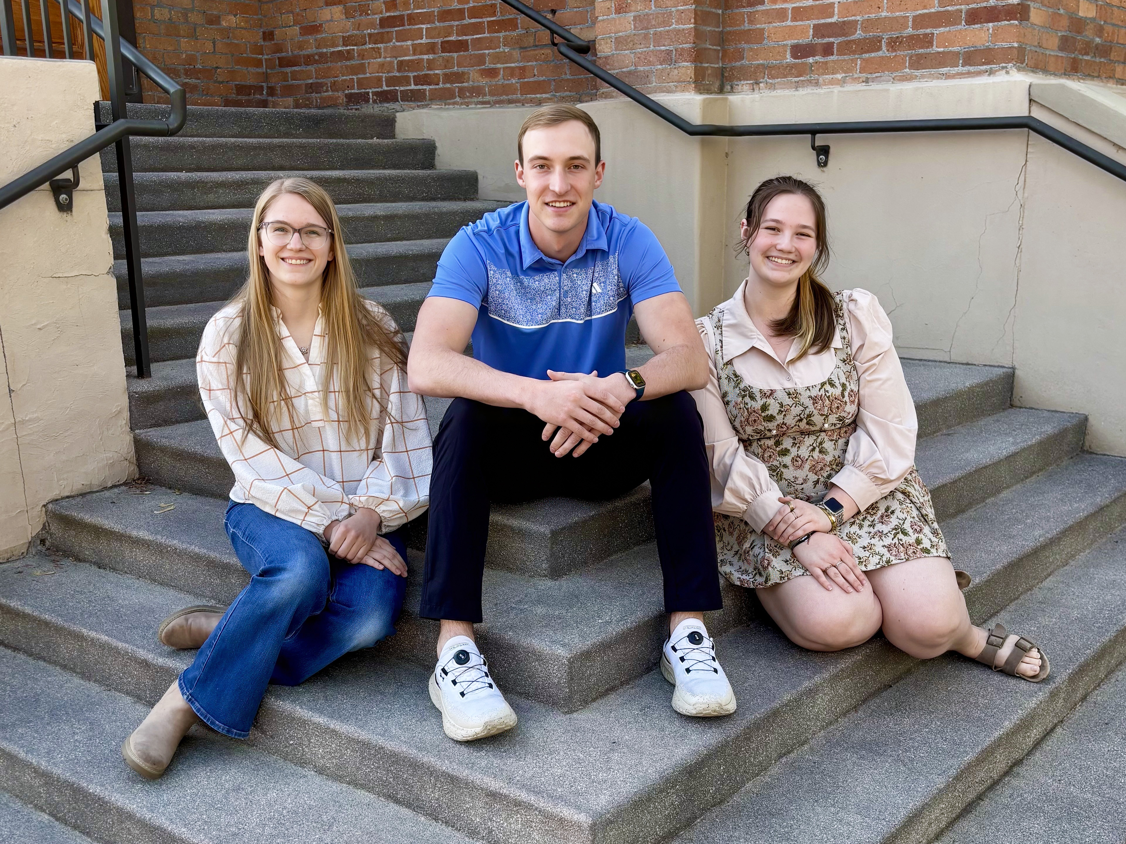 Lewis-Clark State College students Damaris Schwartz, William “Cy” Wareham, and Jessica Riggs pose for a photo