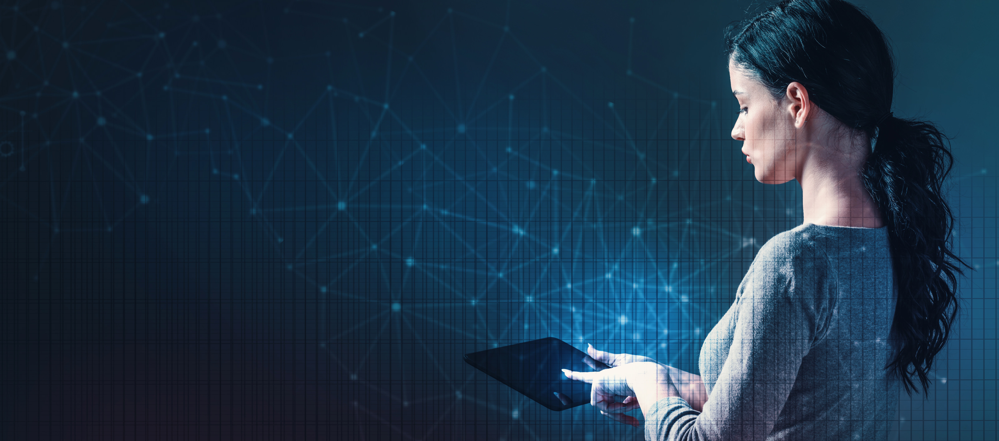 Female working on tablet