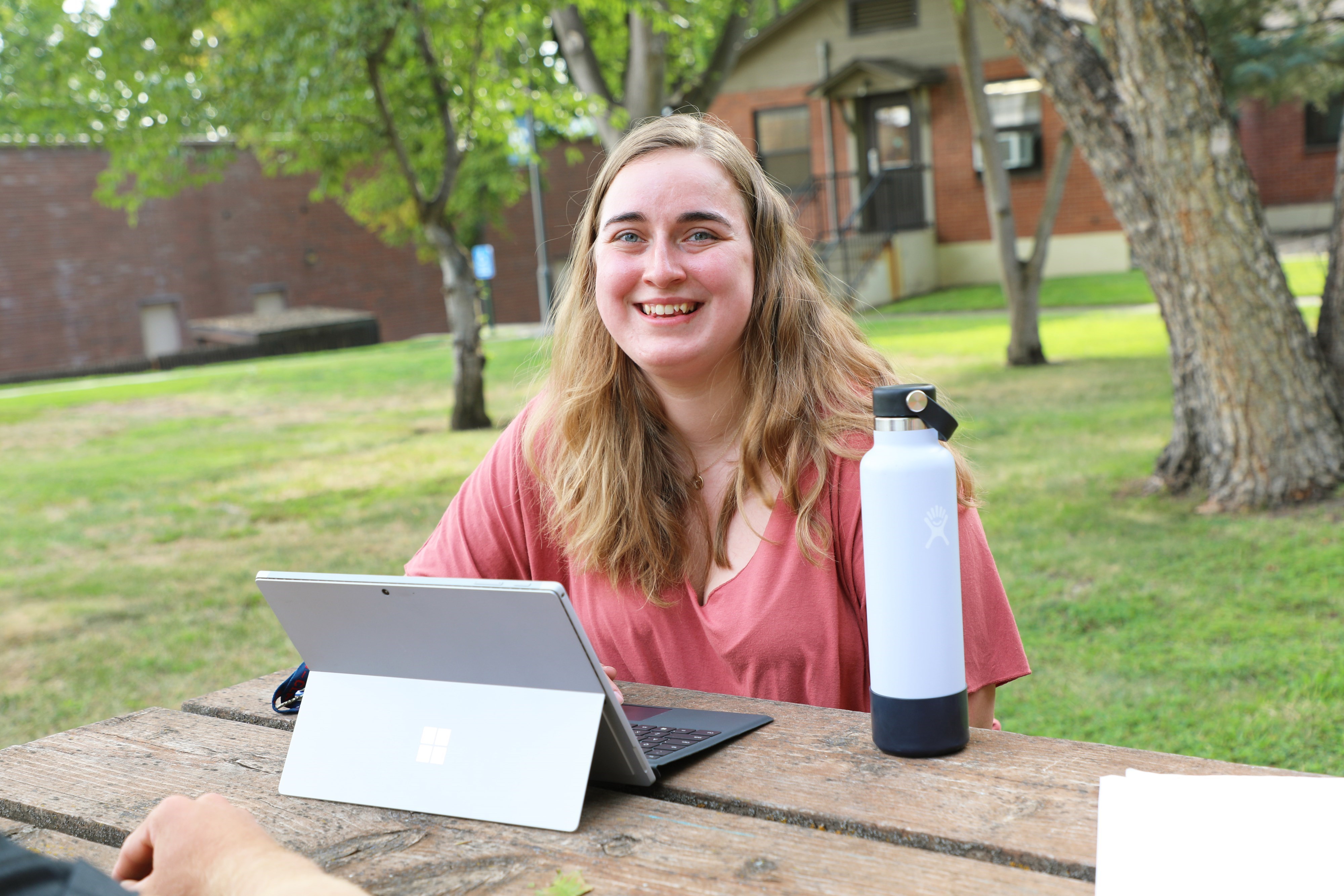 Student working at a computer
