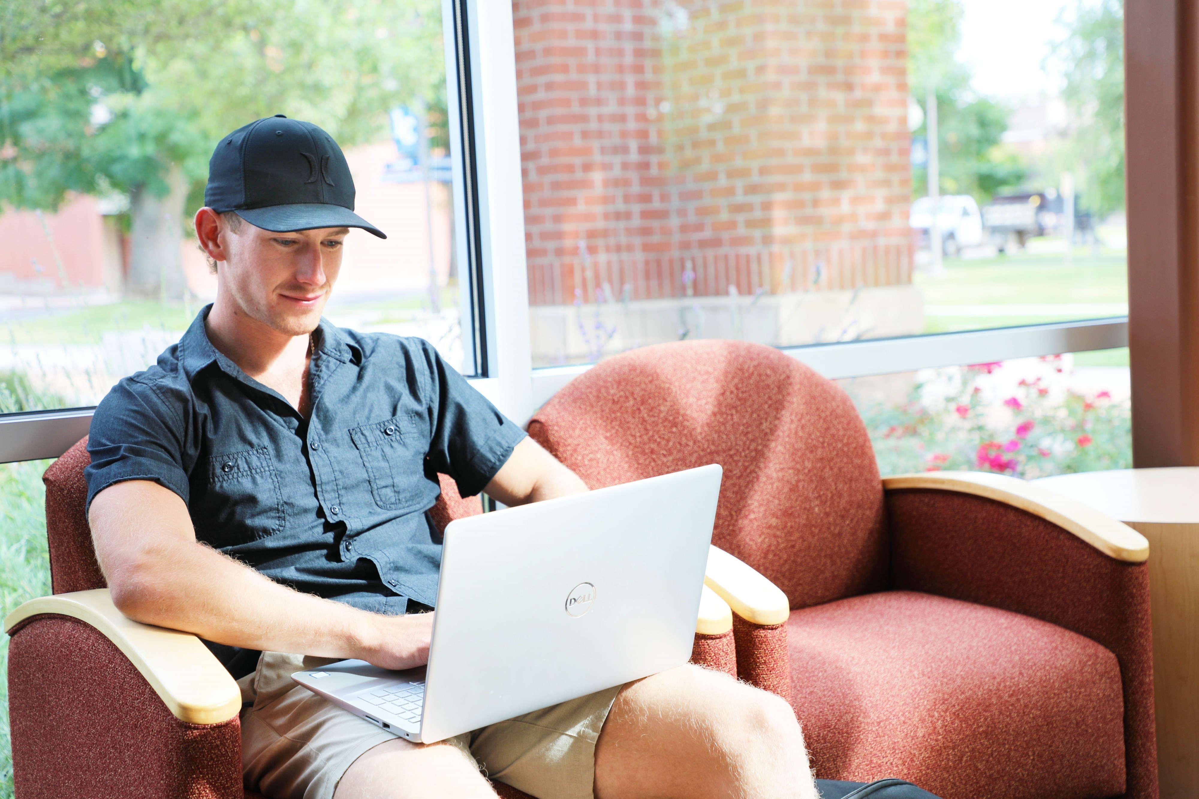 Student working on a laptop