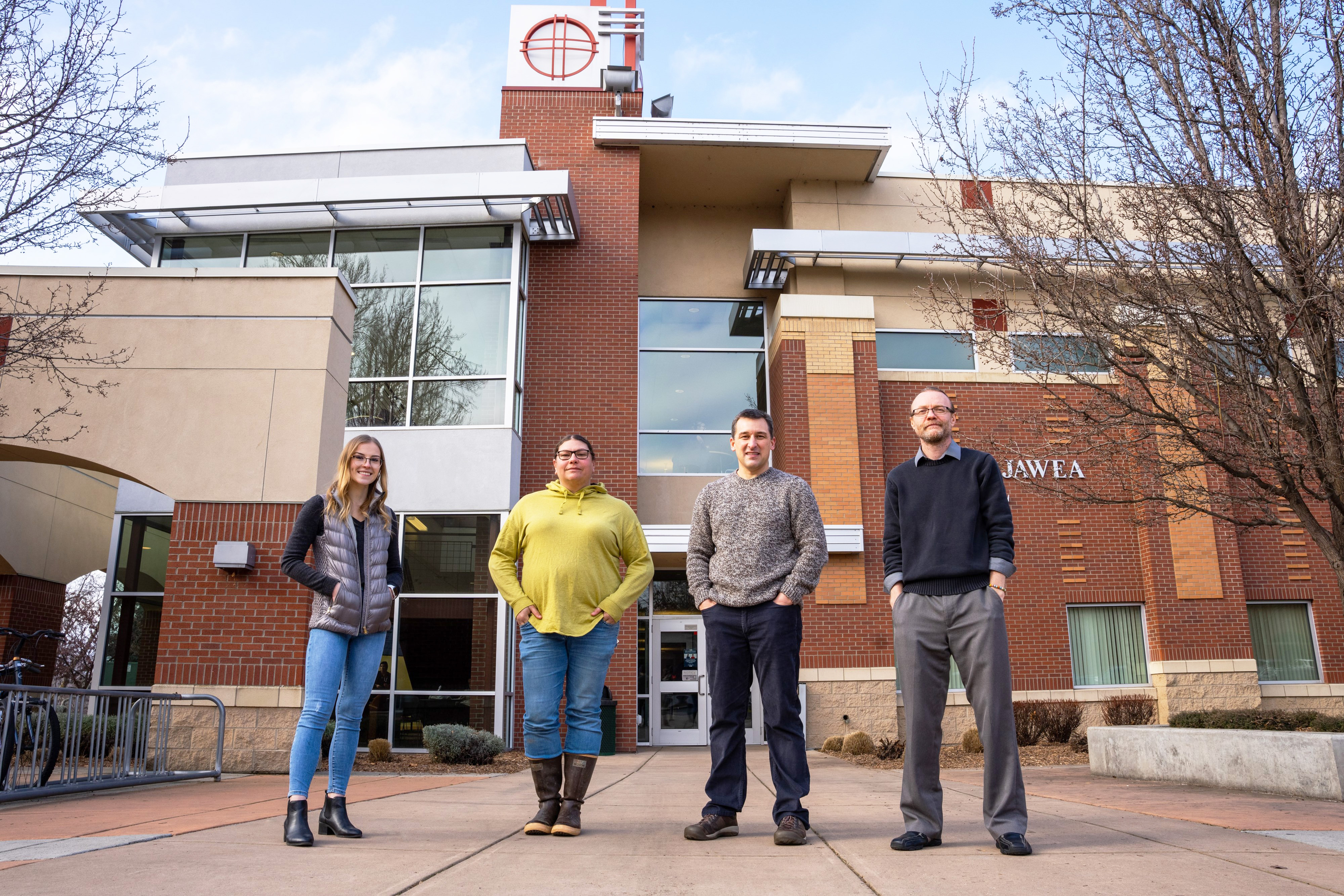 LC State students Kenedi Freeman and Theresa Jeske and professors Jacob Hornby and Leigh Latta