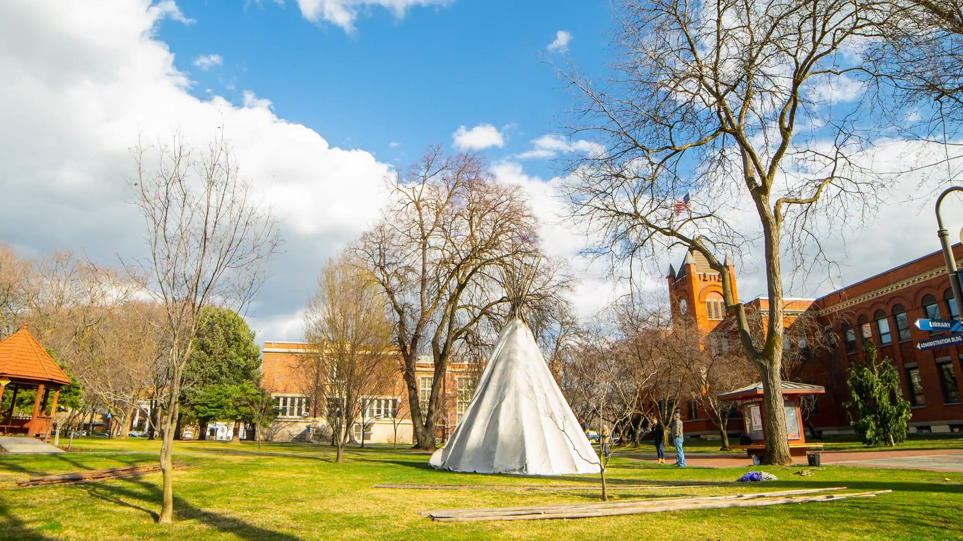 Tipi outside Reid Centennial Hall