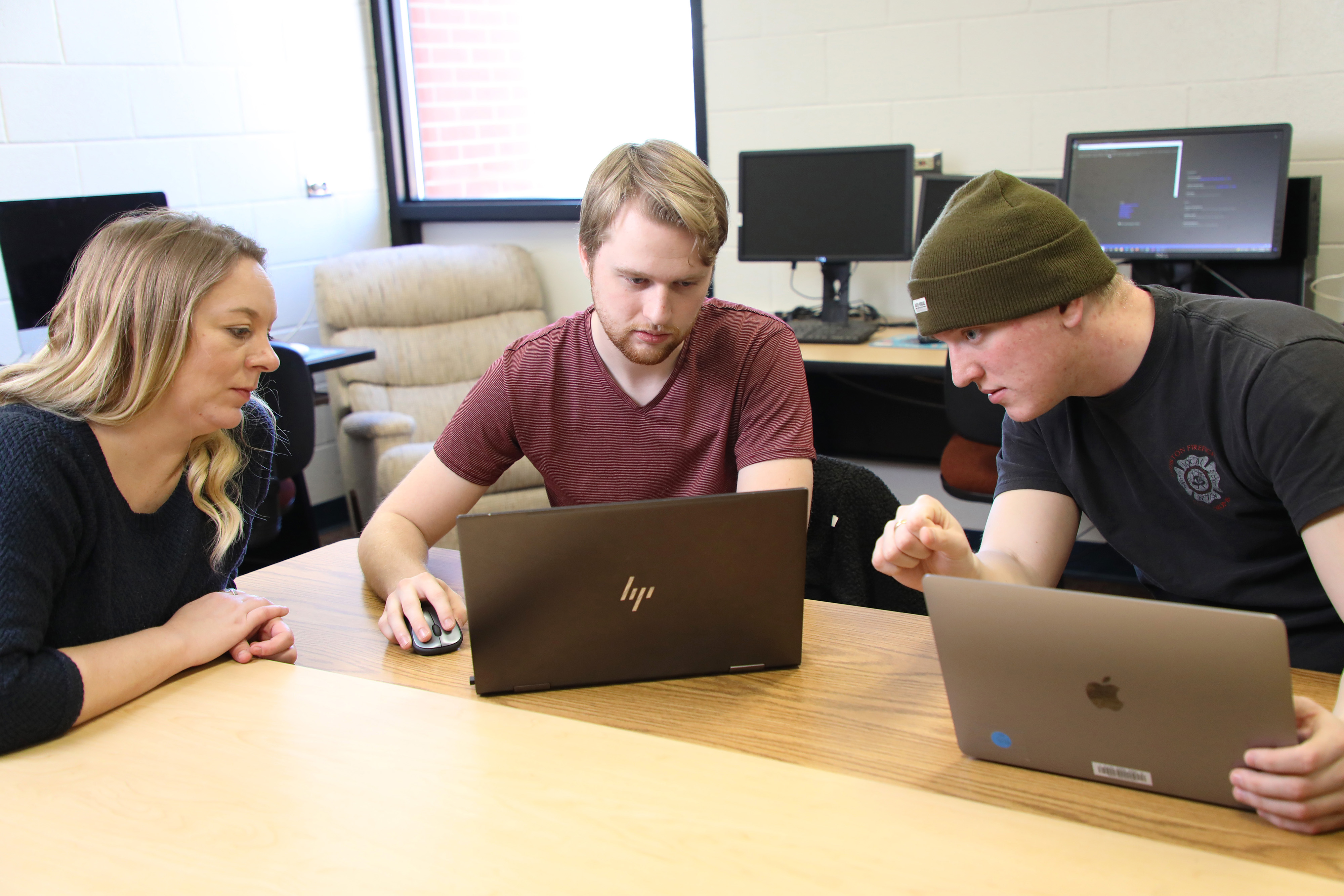 Students working on a computer