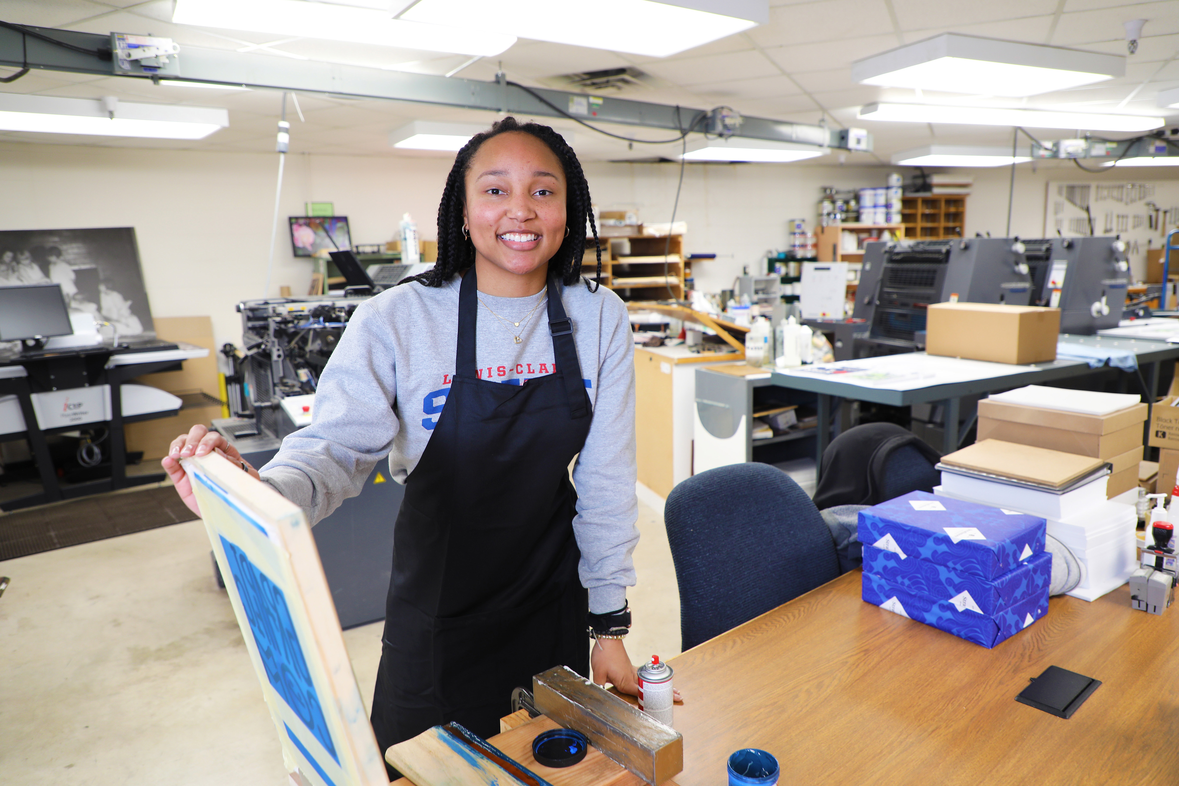 Graphic communications student working