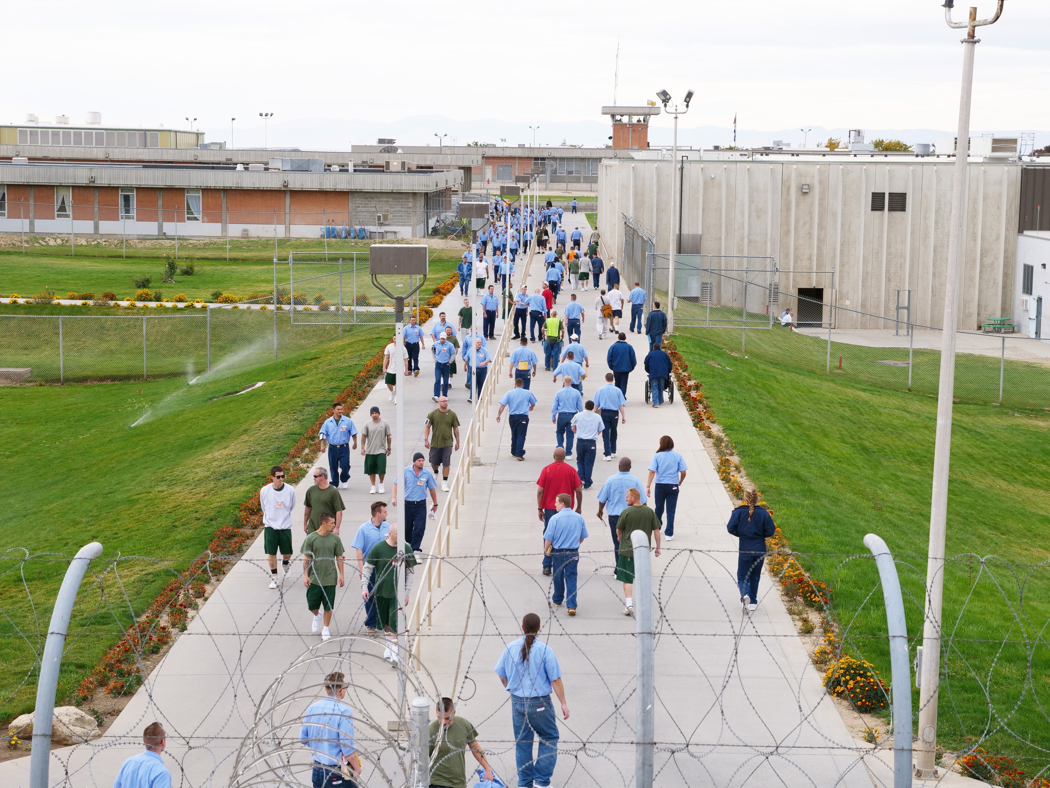Incarcerated individuals walking outside