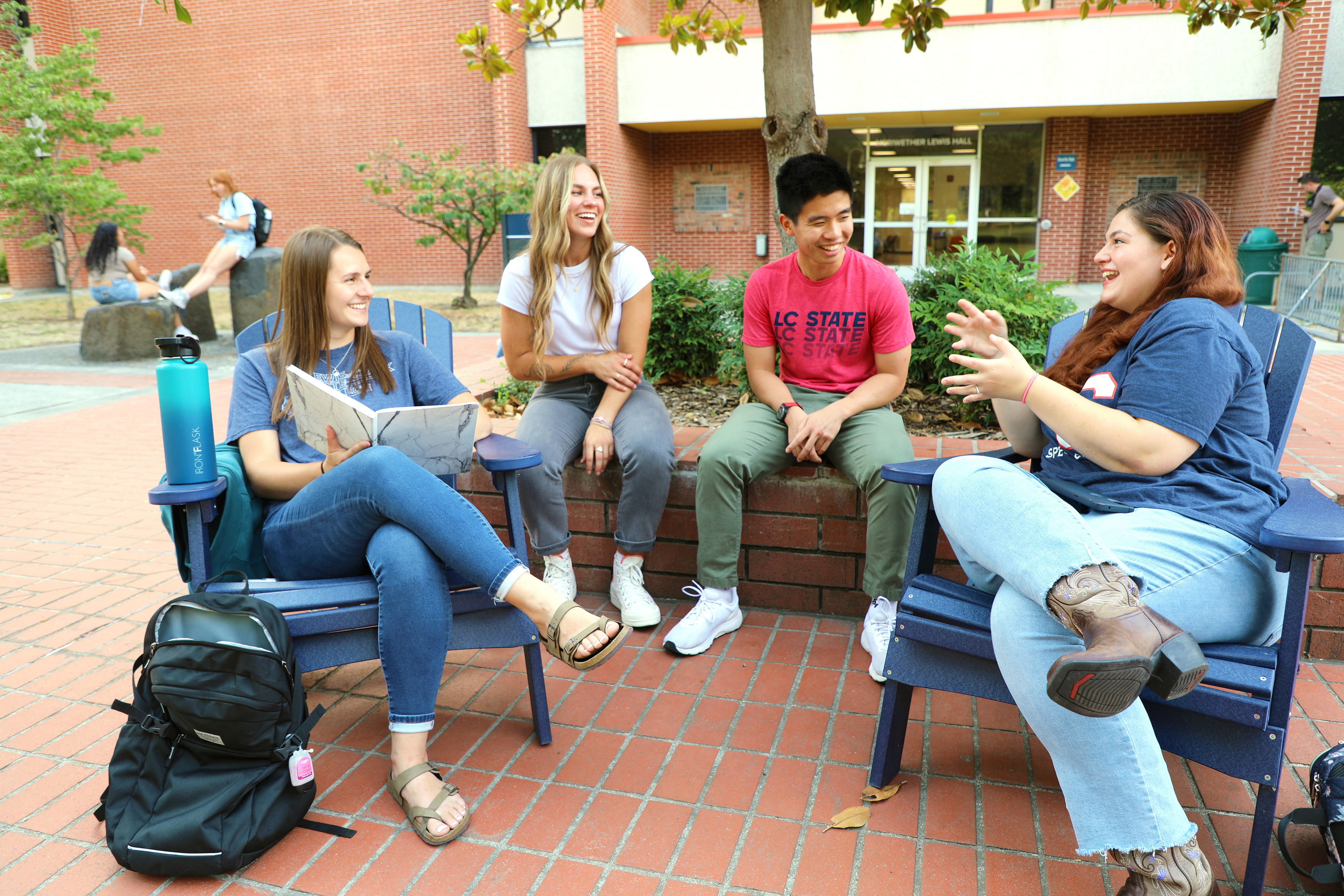 Students chatting in a circle