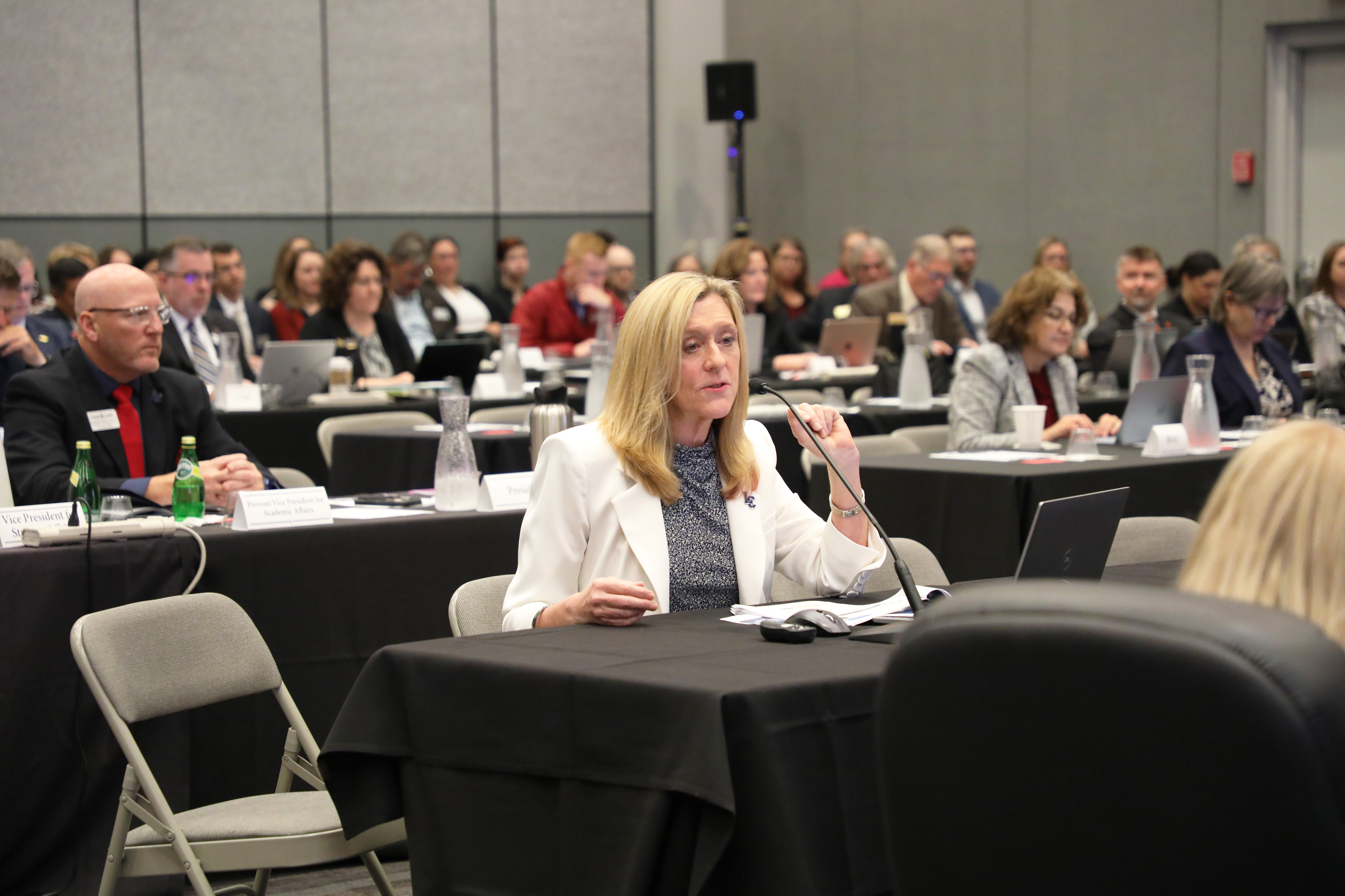 Lewis-Clark State College President Cynthia Pemberton presents at the 2025 Idaho State Board of Education meeting.