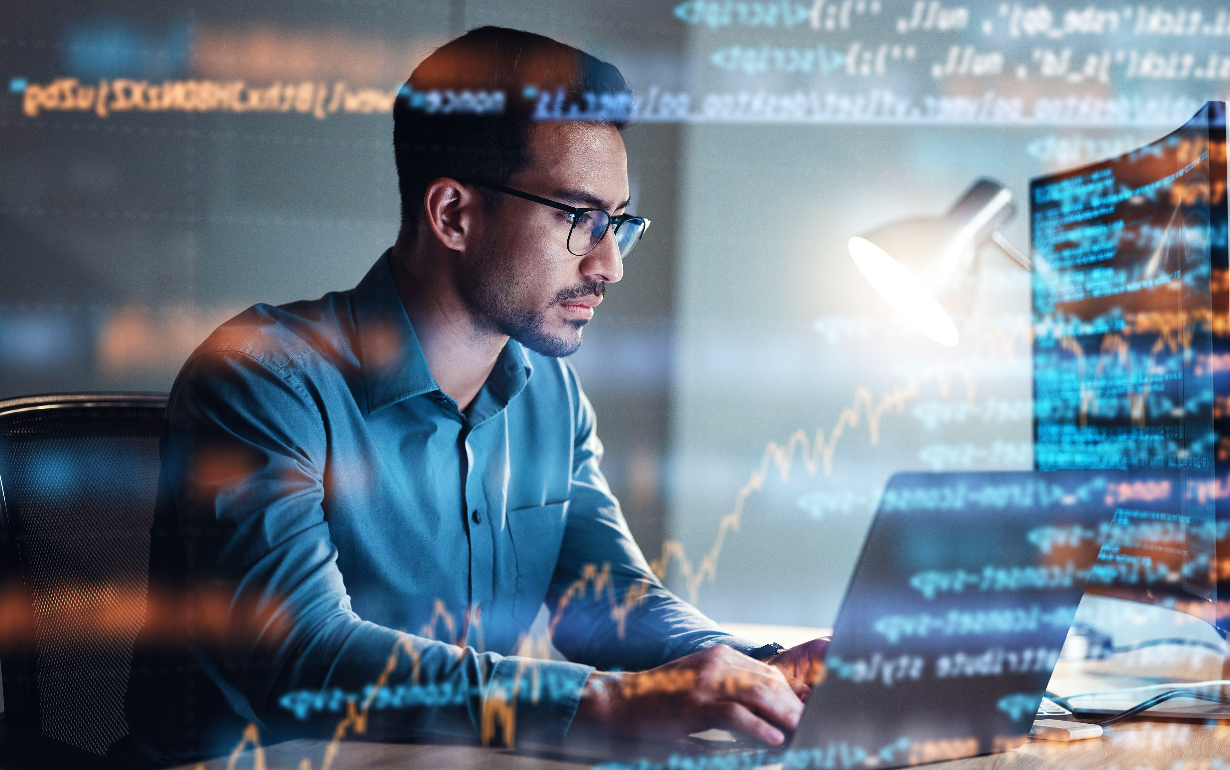 Student studying on laptop