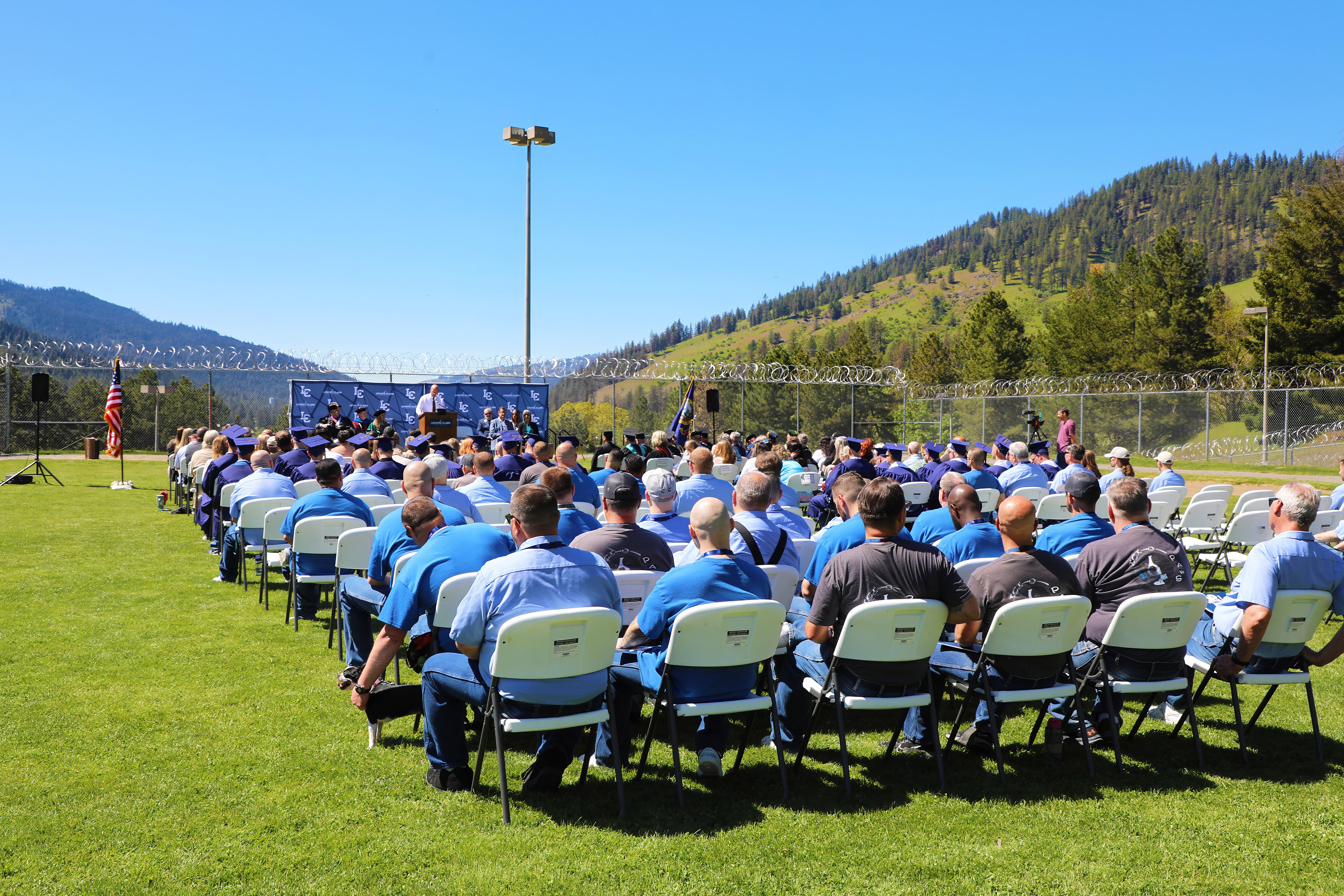 Commencement ceremony showing full crowd