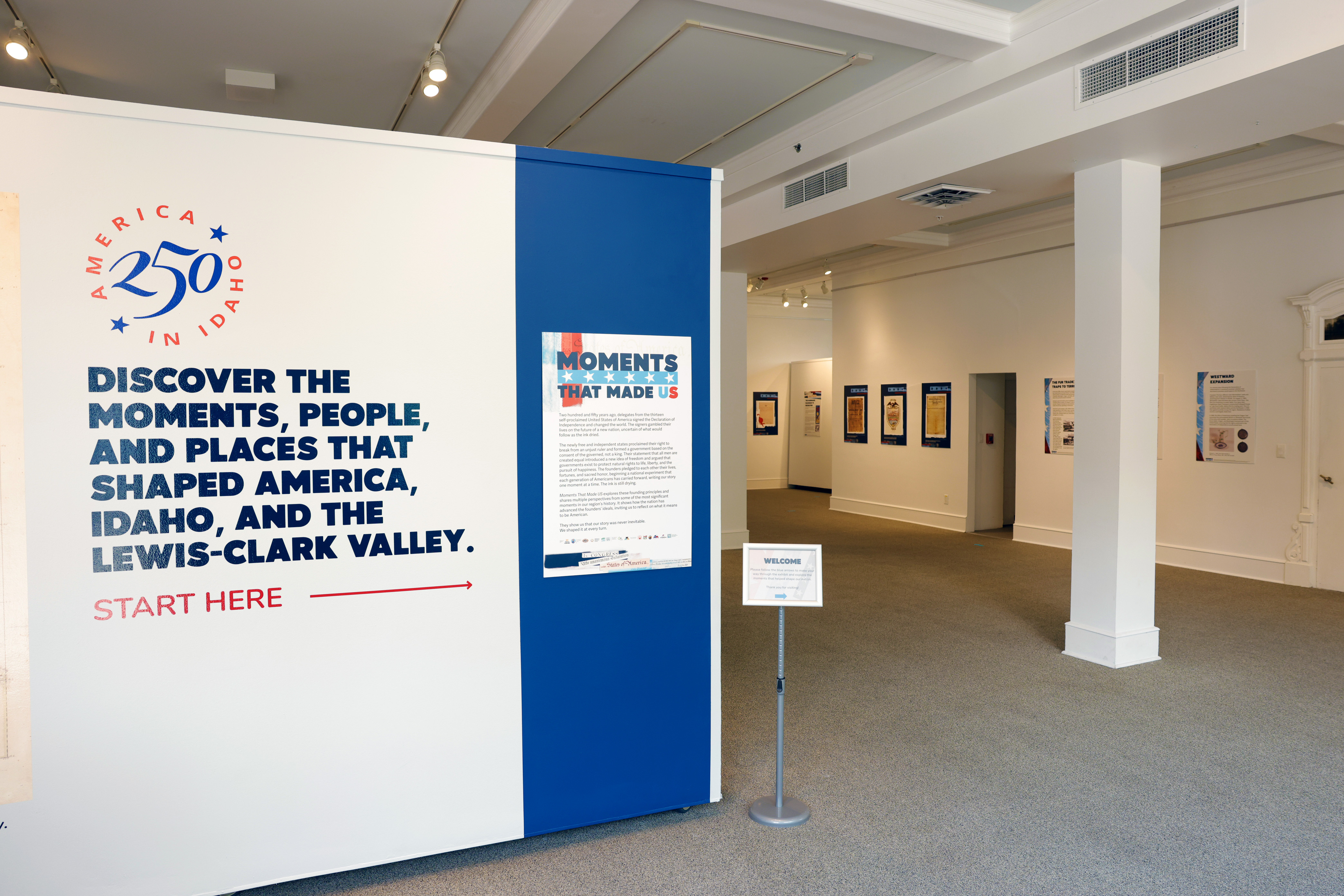 Interior of Lewis-Clark State College Center for Arts & History featuring "Moments That Made Us" display