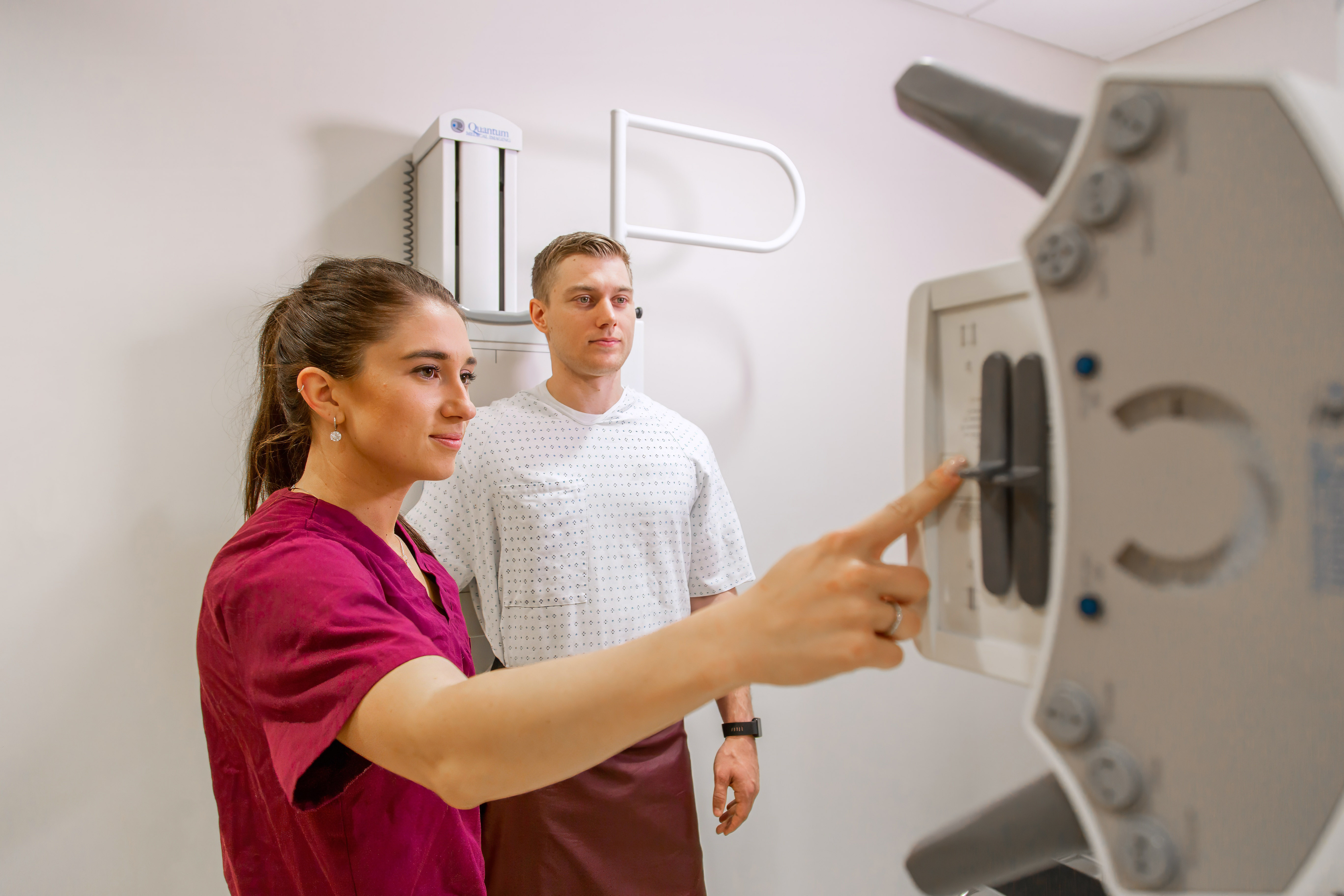 Two LC State students practice radiographic science procedures